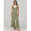 image:imageANRABESS Womens Jumpsuits Summer Linen Wide Leg Sleeveless V Neck Casual Dressy Rompers Pants 2026 Spring Vacation OutfitsOlive