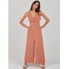 image:imageANRABESS Womens Jumpsuits Summer Linen Wide Leg Sleeveless V Neck Casual Dressy Rompers Pants 2026 Spring Vacation OutfitsPink