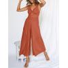 image:imageANRABESS Womens Jumpsuits Summer Linen Wide Leg Sleeveless V Neck Casual Dressy Rompers Pants 2026 Spring Vacation OutfitsRust