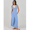 image:imageANRABESS Womens Jumpsuits Summer Linen Wide Leg Sleeveless V Neck Casual Dressy Rompers Pants 2026 Spring Vacation OutfitsSky Blue