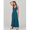 image:imageANRABESS Womens Jumpsuits Summer Linen Wide Leg Sleeveless V Neck Casual Dressy Rompers Pants 2026 Spring Vacation OutfitsTeal