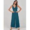 image:imageANRABESS Womens Jumpsuits Summer Linen Wide Leg Sleeveless V Neck Casual Dressy Rompers Pants 2026 Spring Vacation OutfitsTeal