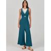 image:imageANRABESS Womens Jumpsuits Summer Linen Wide Leg Sleeveless V Neck Casual Dressy Rompers Pants 2026 Spring Vacation OutfitsTeal