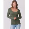 image:imageANRABESS Womens Long Sleeve Shirts Scoop Neck Ribbed Knit Slim Fitted Tops Casual Basic Tee 2025 Fall Fashion Outfits ClothesArmy Green