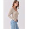 image:imageANRABESS Womens Long Sleeve Shirts Scoop Neck Ribbed Knit Slim Fitted Tops Casual Basic Tee 2025 Fall Fashion Outfits ClothesBeige