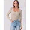 image:imageANRABESS Womens Long Sleeve Shirts Scoop Neck Ribbed Knit Slim Fitted Tops Casual Basic Tee 2025 Fall Fashion Outfits ClothesBeige