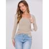 image:imageANRABESS Womens Long Sleeve Shirts Scoop Neck Ribbed Knit Slim Fitted Tops Casual Basic Tee 2025 Fall Fashion Outfits ClothesBeige