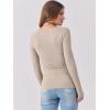 image:imageANRABESS Womens Long Sleeve Shirts Scoop Neck Ribbed Knit Slim Fitted Tops Casual Basic Tee 2025 Fall Fashion Outfits ClothesBeige