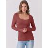 image:imageANRABESS Womens Long Sleeve Shirts Scoop Neck Ribbed Knit Slim Fitted Tops Casual Basic Tee 2025 Fall Fashion Outfits ClothesBrick Red