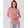 image:imageANRABESS Womens Long Sleeve Shirts Scoop Neck Ribbed Knit Slim Fitted Tops Casual Basic Tee 2025 Fall Fashion Outfits ClothesCoral