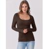 image:imageANRABESS Womens Long Sleeve Shirts Scoop Neck Ribbed Knit Slim Fitted Tops Casual Basic Tee 2025 Fall Fashion Outfits ClothesDark Brown