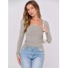 image:imageANRABESS Womens Long Sleeve Shirts Scoop Neck Ribbed Knit Slim Fitted Tops Casual Basic Tee 2025 Fall Fashion Outfits ClothesDark Khaki