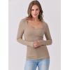 image:imageANRABESS Womens Long Sleeve Shirts Scoop Neck Ribbed Knit Slim Fitted Tops Casual Basic Tee 2025 Fall Fashion Outfits ClothesKhaki