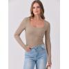 image:imageANRABESS Womens Long Sleeve Shirts Scoop Neck Ribbed Knit Slim Fitted Tops Casual Basic Tee 2025 Fall Fashion Outfits ClothesKhaki