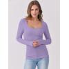 image:imageANRABESS Womens Long Sleeve Shirts Scoop Neck Ribbed Knit Slim Fitted Tops Casual Basic Tee 2025 Fall Fashion Outfits ClothesLight Purple