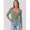 image:imageANRABESS Womens Long Sleeve Shirts Scoop Neck Ribbed Knit Slim Fitted Tops Casual Basic Tee 2025 Fall Fashion Outfits ClothesOlive