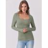 image:imageANRABESS Womens Long Sleeve Shirts Scoop Neck Ribbed Knit Slim Fitted Tops Casual Basic Tee 2025 Fall Fashion Outfits ClothesOlive