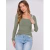 image:imageANRABESS Womens Long Sleeve Shirts Scoop Neck Ribbed Knit Slim Fitted Tops Casual Basic Tee 2025 Fall Fashion Outfits ClothesOlive