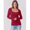 image:imageANRABESS Womens Long Sleeve Shirts Scoop Neck Ribbed Knit Slim Fitted Tops Casual Basic Tee 2025 Fall Fashion Outfits ClothesRed