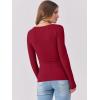 image:imageANRABESS Womens Long Sleeve Shirts Scoop Neck Ribbed Knit Slim Fitted Tops Casual Basic Tee 2025 Fall Fashion Outfits ClothesRed