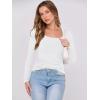 image:imageANRABESS Womens Long Sleeve Shirts Scoop Neck Ribbed Knit Slim Fitted Tops Casual Basic Tee 2025 Fall Fashion Outfits ClothesWhite