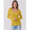 image:imageANRABESS Womens Long Sleeve Shirts Scoop Neck Ribbed Knit Slim Fitted Tops Casual Basic Tee 2025 Fall Fashion Outfits ClothesYellow