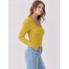image:imageANRABESS Womens Long Sleeve Shirts Scoop Neck Ribbed Knit Slim Fitted Tops Casual Basic Tee 2025 Fall Fashion Outfits ClothesYellow