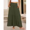 image:imageANRABESS Womens Maxi Skirts Elastic High Waist ALine Tiered Long Flowy Boho Skirts Summer Casual Beach amp Vacation WearArmy Green