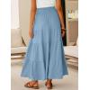 image:imageANRABESS Womens Maxi Skirts Elastic High Waist ALine Tiered Long Flowy Boho Skirts Summer Casual Beach amp Vacation WearBright Blue
