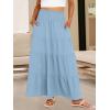 image:imageANRABESS Womens Maxi Skirts Elastic High Waist ALine Tiered Long Flowy Boho Skirts Summer Casual Beach amp Vacation WearBright Blue