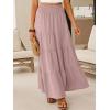 image:imageANRABESS Womens Maxi Skirts Elastic High Waist ALine Tiered Long Flowy Boho Skirts Summer Casual Beach amp Vacation WearBright Pink