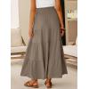 image:imageANRABESS Womens Maxi Skirts Elastic High Waist ALine Tiered Long Flowy Boho Skirts Summer Casual Beach amp Vacation WearLight Camel