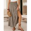 image:imageANRABESS Womens Maxi Skirts Elastic High Waist ALine Tiered Long Flowy Boho Skirts Summer Casual Beach amp Vacation WearLight Camel
