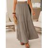 image:imageANRABESS Womens Maxi Skirts Elastic High Waist ALine Tiered Long Flowy Boho Skirts Summer Casual Beach amp Vacation WearLight Camel