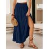 image:imageANRABESS Womens Maxi Skirts Elastic High Waist ALine Tiered Long Flowy Boho Skirts Summer Casual Beach amp Vacation WearNavy Blue