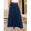 image:imageANRABESS Womens Maxi Skirts Elastic High Waist ALine Tiered Long Flowy Boho Skirts Summer Casual Beach amp Vacation WearNavy Blue