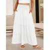 image:imageANRABESS Womens Maxi Skirts Elastic High Waist ALine Tiered Long Flowy Boho Skirts Summer Casual Beach amp Vacation WearWhite