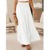image:imageANRABESS Womens Maxi Skirts Elastic High Waist ALine Tiered Long Flowy Boho Skirts Summer Casual Beach amp Vacation WearWhite