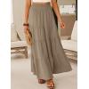 image:imageANRABESS Womens Maxi Skirts Elastic High Waist ALine Tiered Long Flowy Boho Skirts Summer Casual Beach amp Vacation WearYellow Khaki