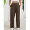 image:imageANRABESS Womens Pants Wide Leg Waffle Knit Casual Stretchy Work Dress Pants 2026 Pull on Business Slacks Trousers OutfitsBrown