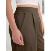 image:imageANRABESS Womens Pants Wide Leg Waffle Knit Casual Stretchy Work Dress Pants 2026 Pull on Business Slacks Trousers OutfitsBrown