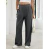 image:imageANRABESS Womens Pants Wide Leg Waffle Knit Casual Stretchy Work Dress Pants 2026 Pull on Business Slacks Trousers OutfitsDark Grey