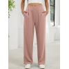 image:imageANRABESS Womens Pants Wide Leg Waffle Knit Casual Stretchy Work Dress Pants 2026 Pull on Business Slacks Trousers OutfitsPink