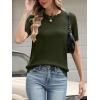 image:imageANRABESS Womens Short Sleeve Sweater Summer Sweaters Top Dressy Scalloped Loose Business Casual Vacation Outfits 2026Army Green