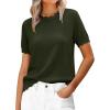 image:imageANRABESS Womens Short Sleeve Sweater Summer Sweaters Top Dressy Scalloped Loose Business Casual Vacation Outfits 2026Army Green