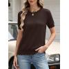 image:imageANRABESS Womens Short Sleeve Sweater Summer Sweaters Top Dressy Scalloped Loose Business Casual Vacation Outfits 2026Chocolate Brown