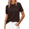 image:imageANRABESS Womens Short Sleeve Sweater Summer Sweaters Top Dressy Scalloped Loose Business Casual Vacation Outfits 2026Chocolate Brown