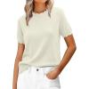 image:imageANRABESS Womens Short Sleeve Sweater Summer Sweaters Top Dressy Scalloped Loose Business Casual Vacation Outfits 2026Cream White