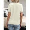 image:imageANRABESS Womens Short Sleeve Sweater Summer Sweaters Top Dressy Scalloped Loose Business Casual Vacation Outfits 2026Cream White