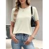 image:imageANRABESS Womens Short Sleeve Sweater Summer Sweaters Top Dressy Scalloped Loose Business Casual Vacation Outfits 2026Cream White